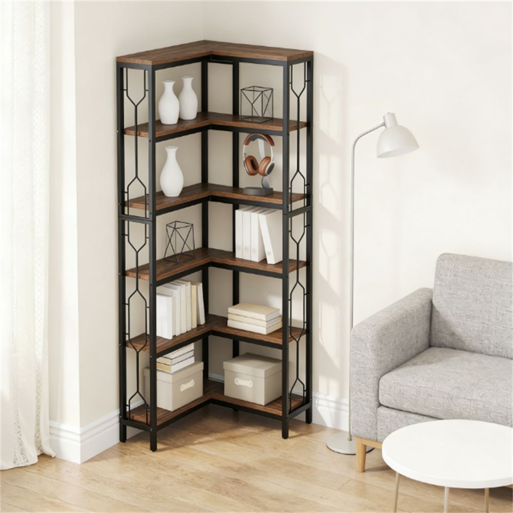 Seven-Tier Hexagonal Corner Bookshelf