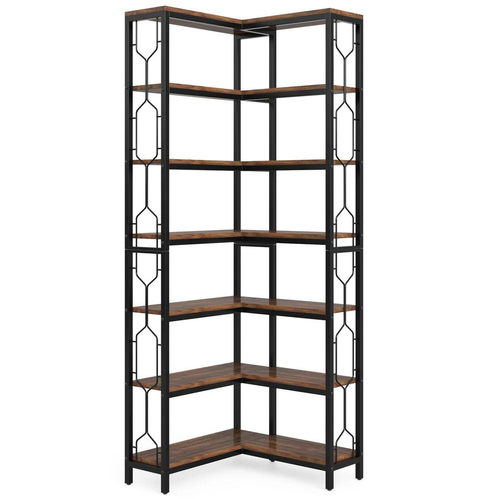 Seven-Tier Hexagonal Corner Bookshelf