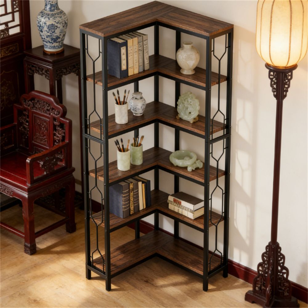 Seven-Tier Hexagonal Corner Bookshelf