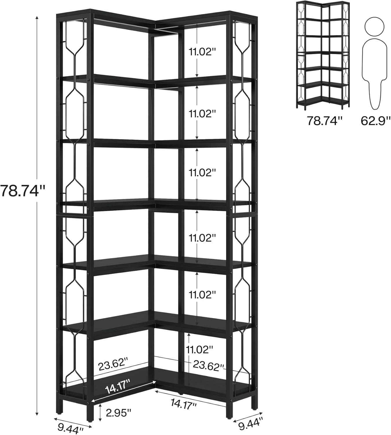 Corner bookshelf, vertical bookshelf, display rack, plant rack