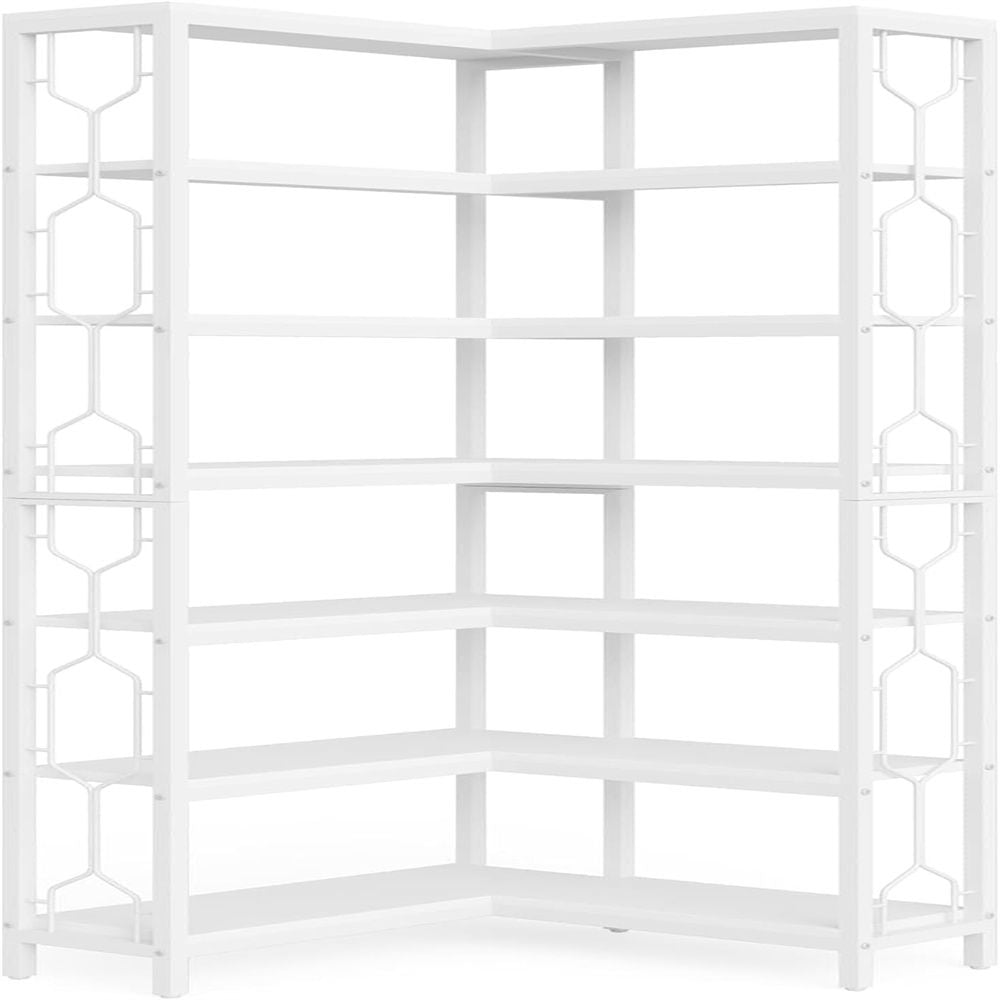 Corner bookshelves, display racks, and showcases save space and are suitable for small rooms