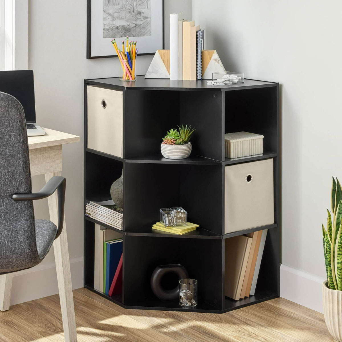 Corner Cube Storage Organizer with Cubby Layout