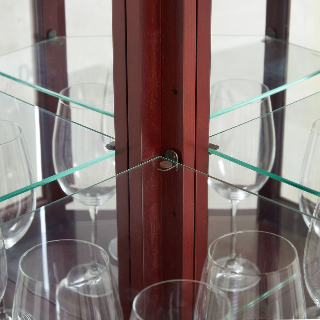 Lighted Corner Curio Cabinet with Mirrored Back