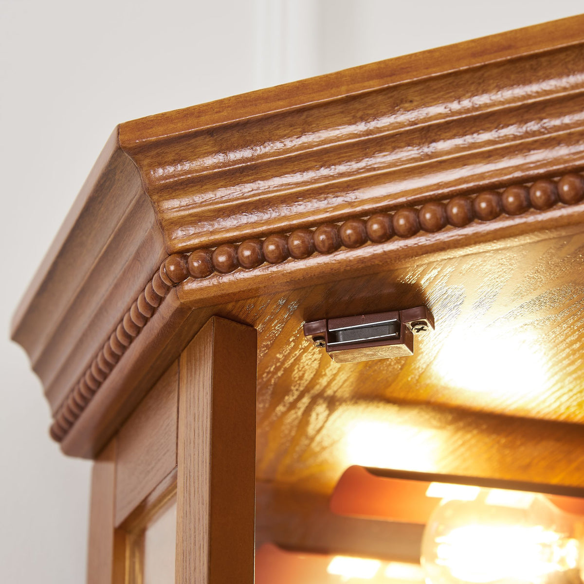 Lighted Corner Curio Cabinet with Mirrored Back