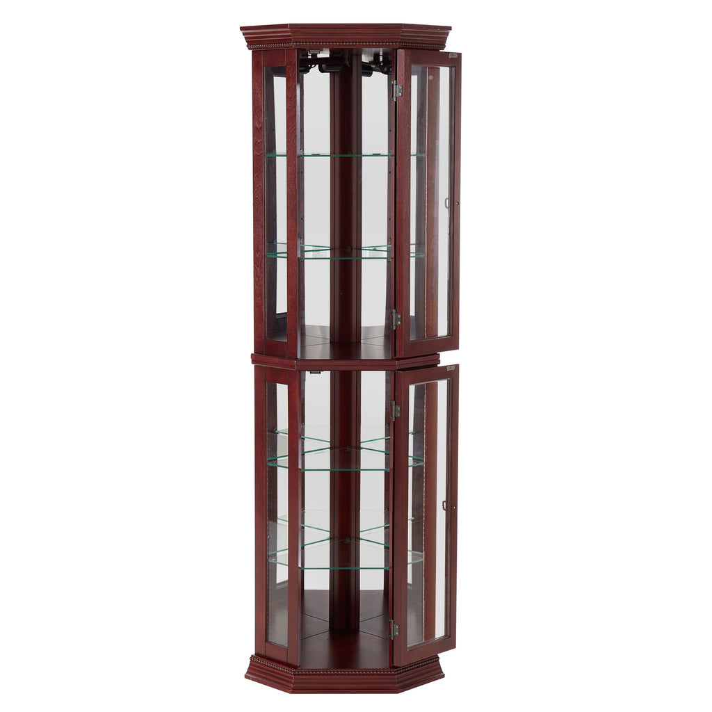 Lighted Corner Curio Cabinet with Mirrored Back