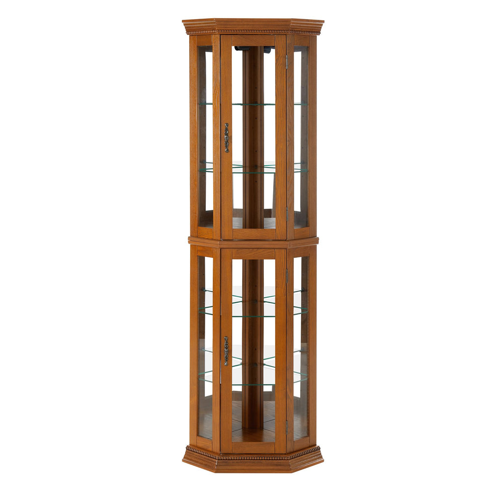 Lighted Corner Curio Cabinet with Mirrored Back