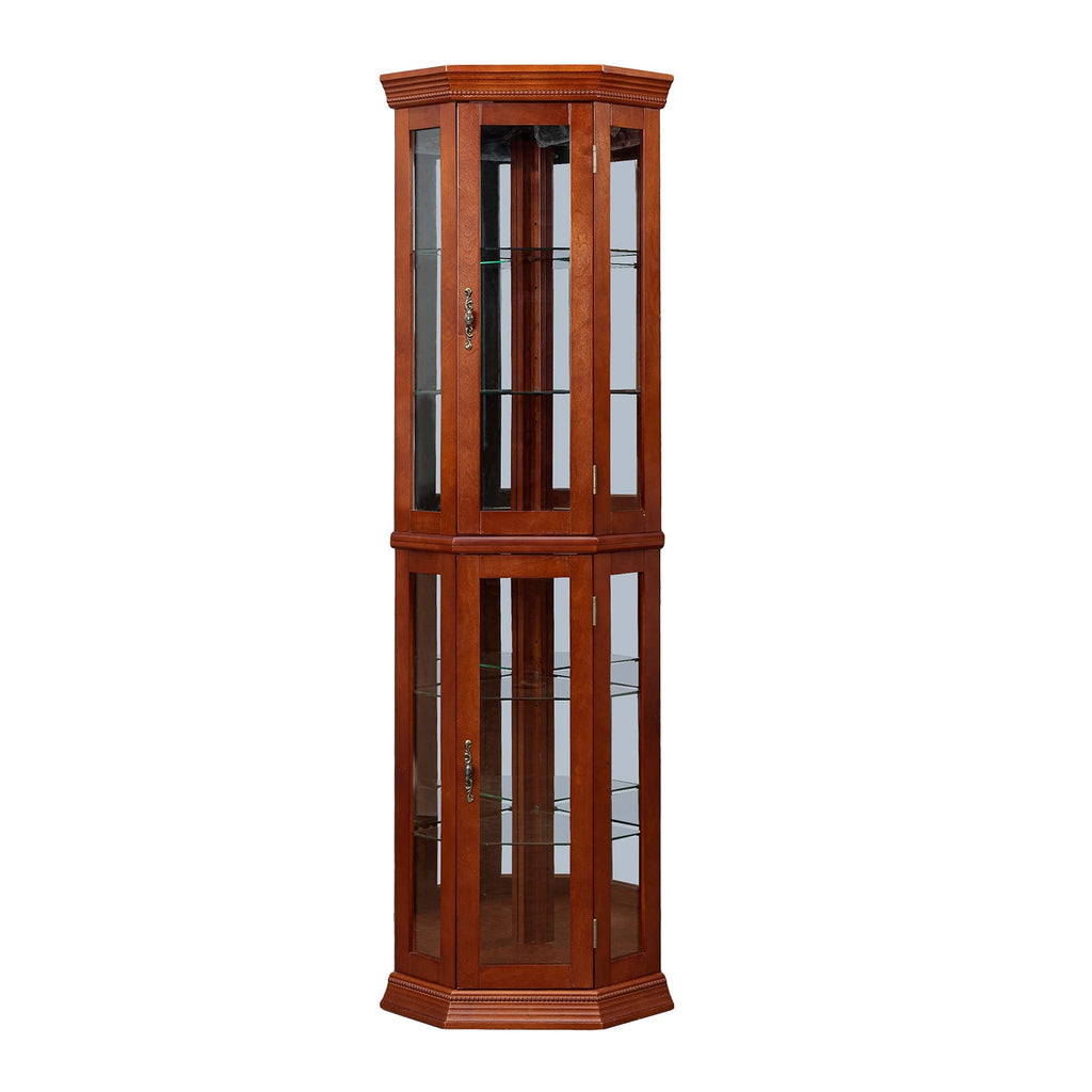 Lighted Corner Curio Cabinet with Mirrored Back