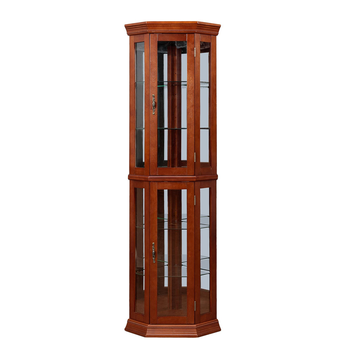 Lighted Corner Curio Cabinet with Mirrored Back