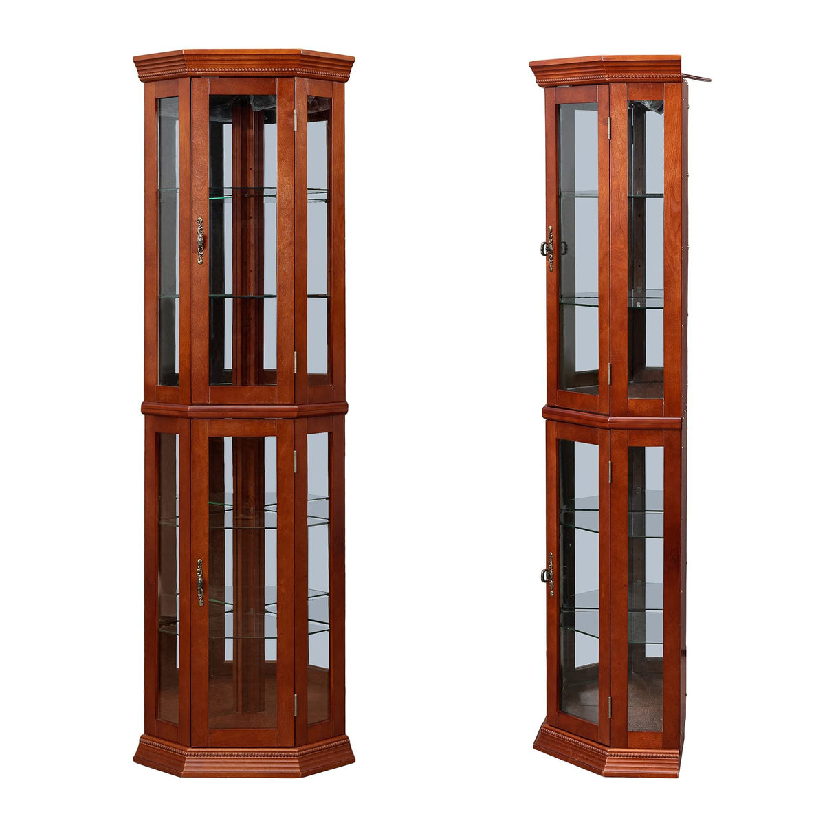 Lighted Corner Curio Cabinet with Mirrored Back