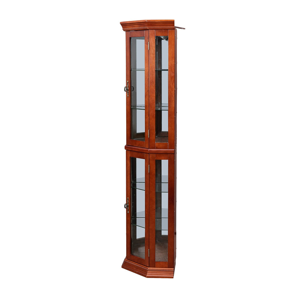 Lighted Corner Curio Cabinet with Mirrored Back