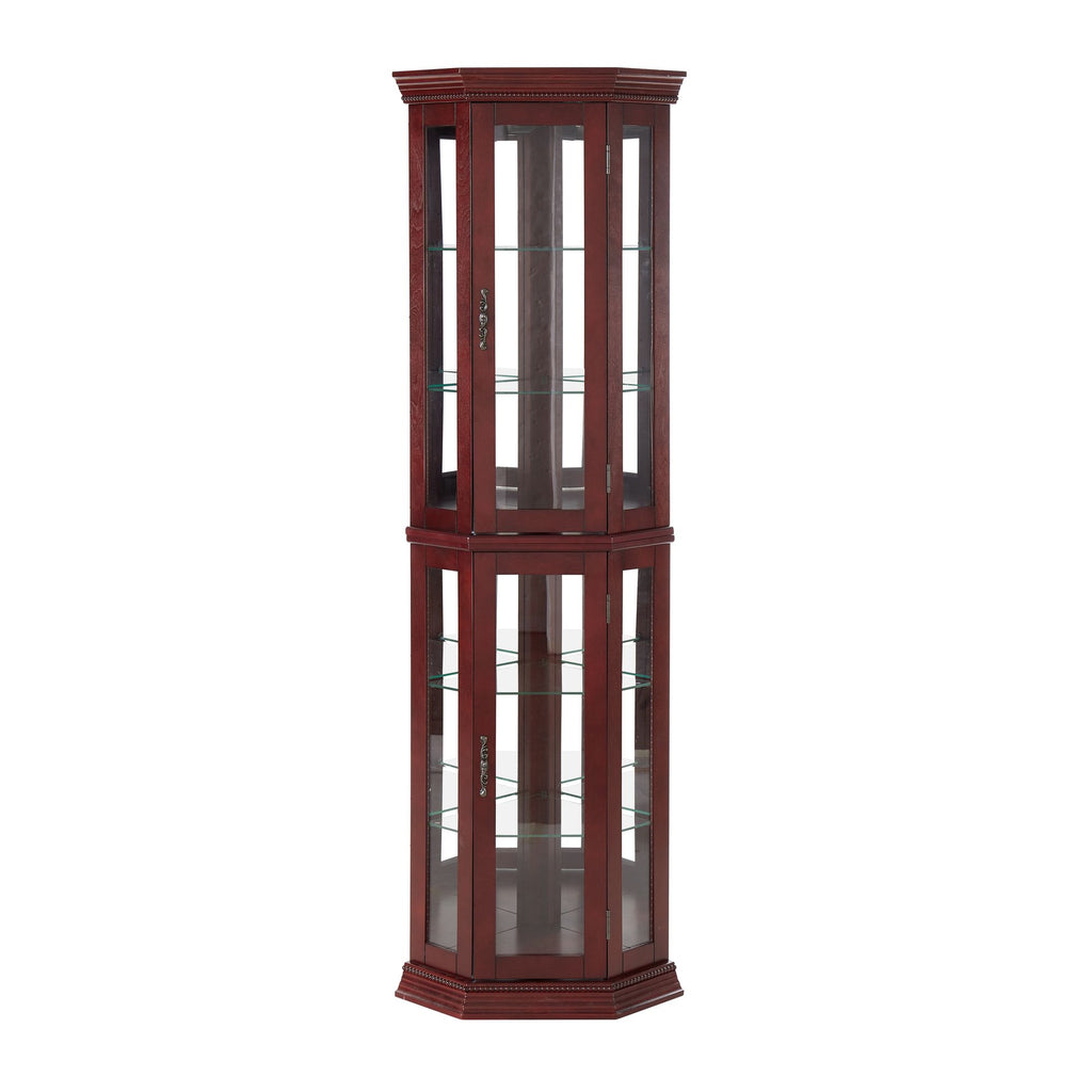 Lighted Corner Curio Cabinet with Mirrored Back