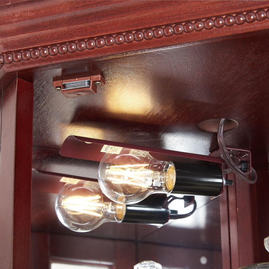 Lighted Corner Curio Cabinet with Mirrored Back