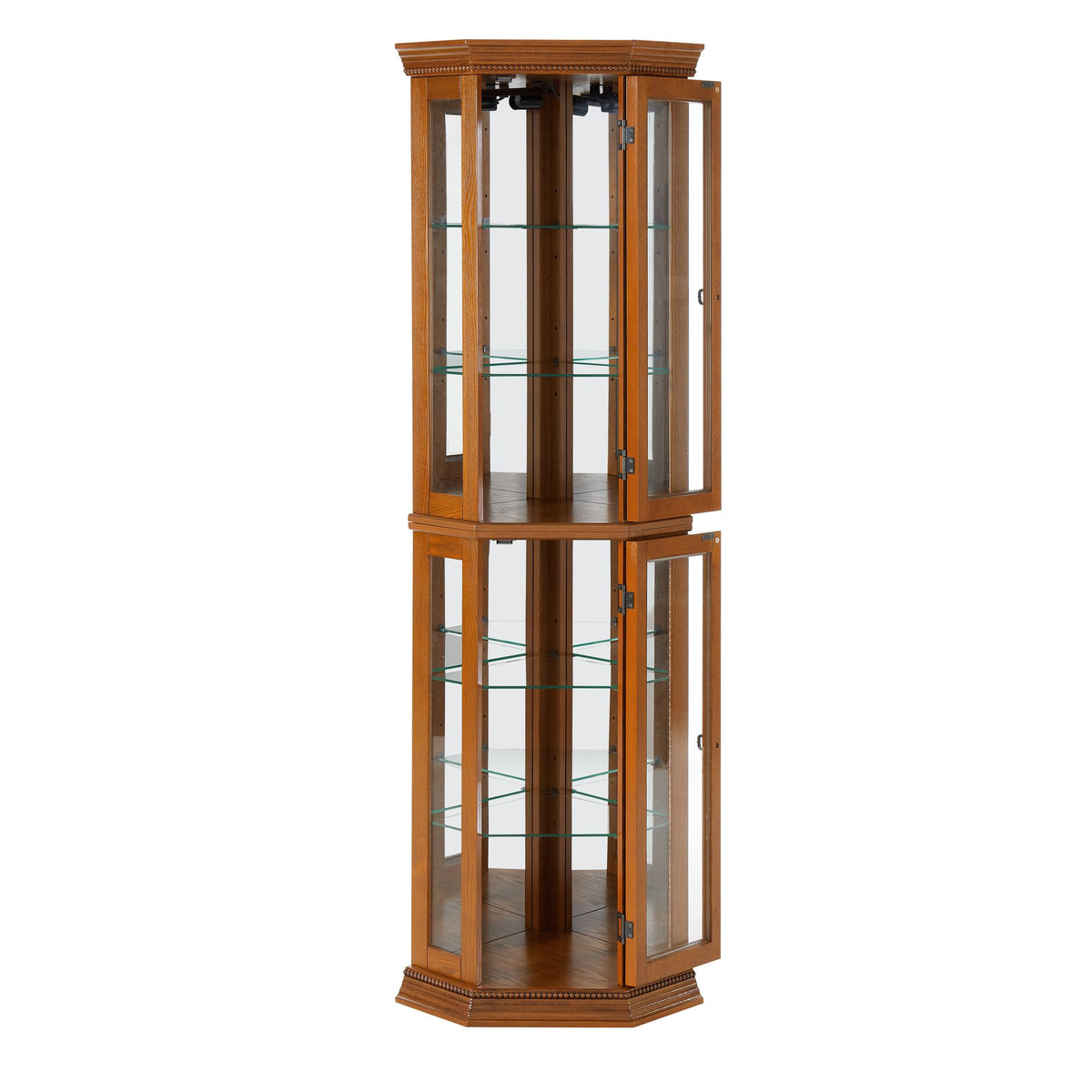 Lighted Corner Curio Cabinet with Mirrored Back