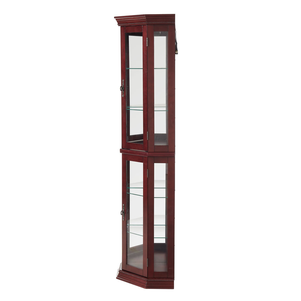 Lighted Corner Curio Cabinet with Mirrored Back