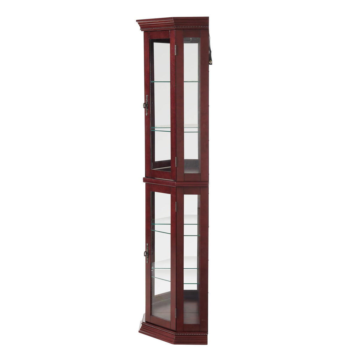 Lighted Corner Curio Cabinet with Mirrored Back
