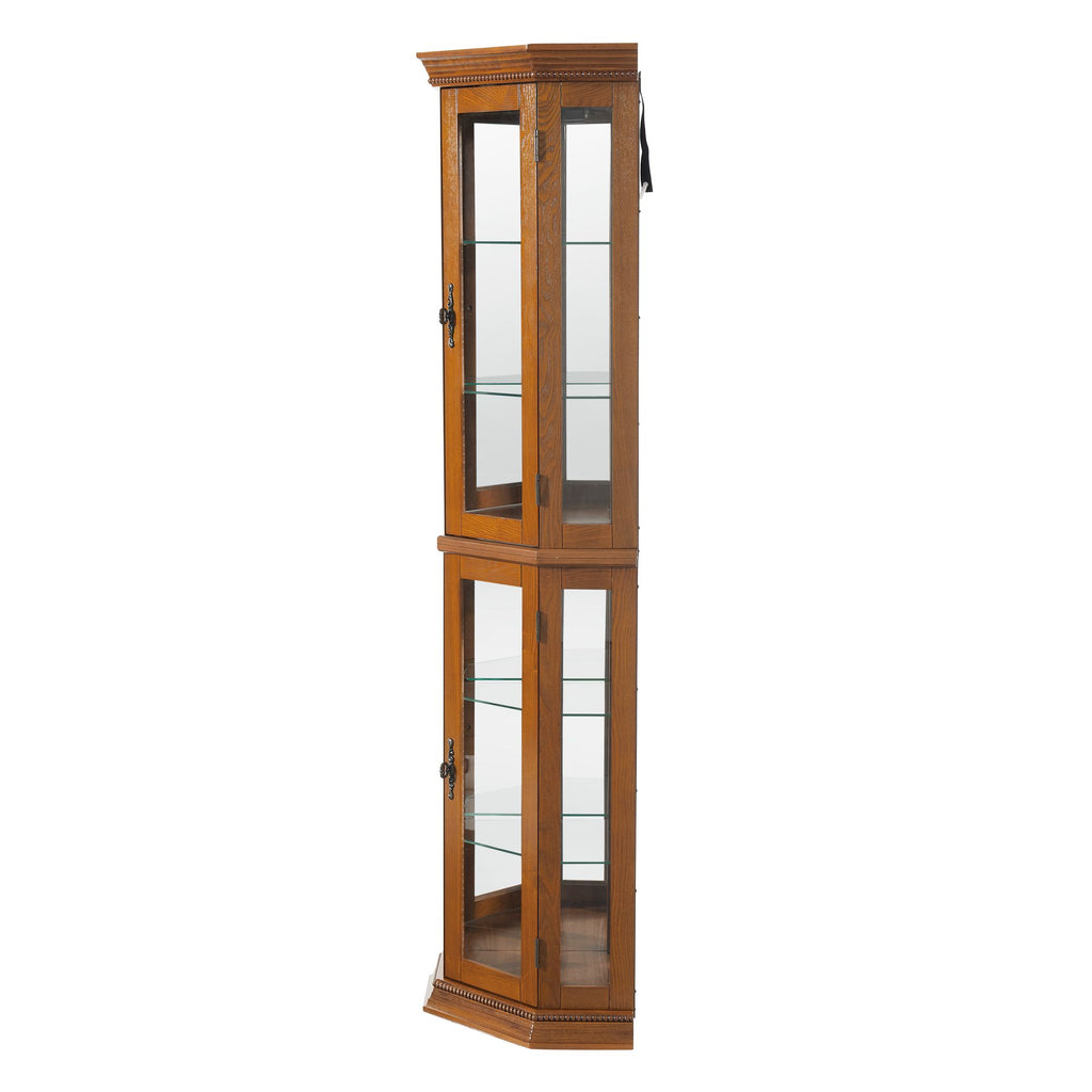 Lighted Corner Curio Cabinet with Mirrored Back