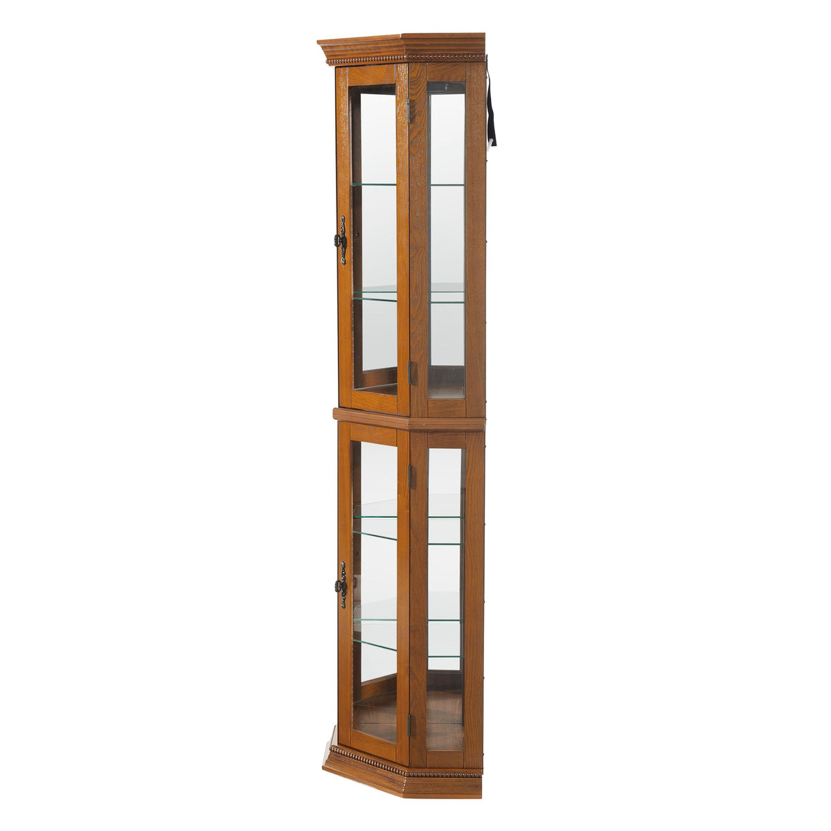Lighted Corner Curio Cabinet with Mirrored Back