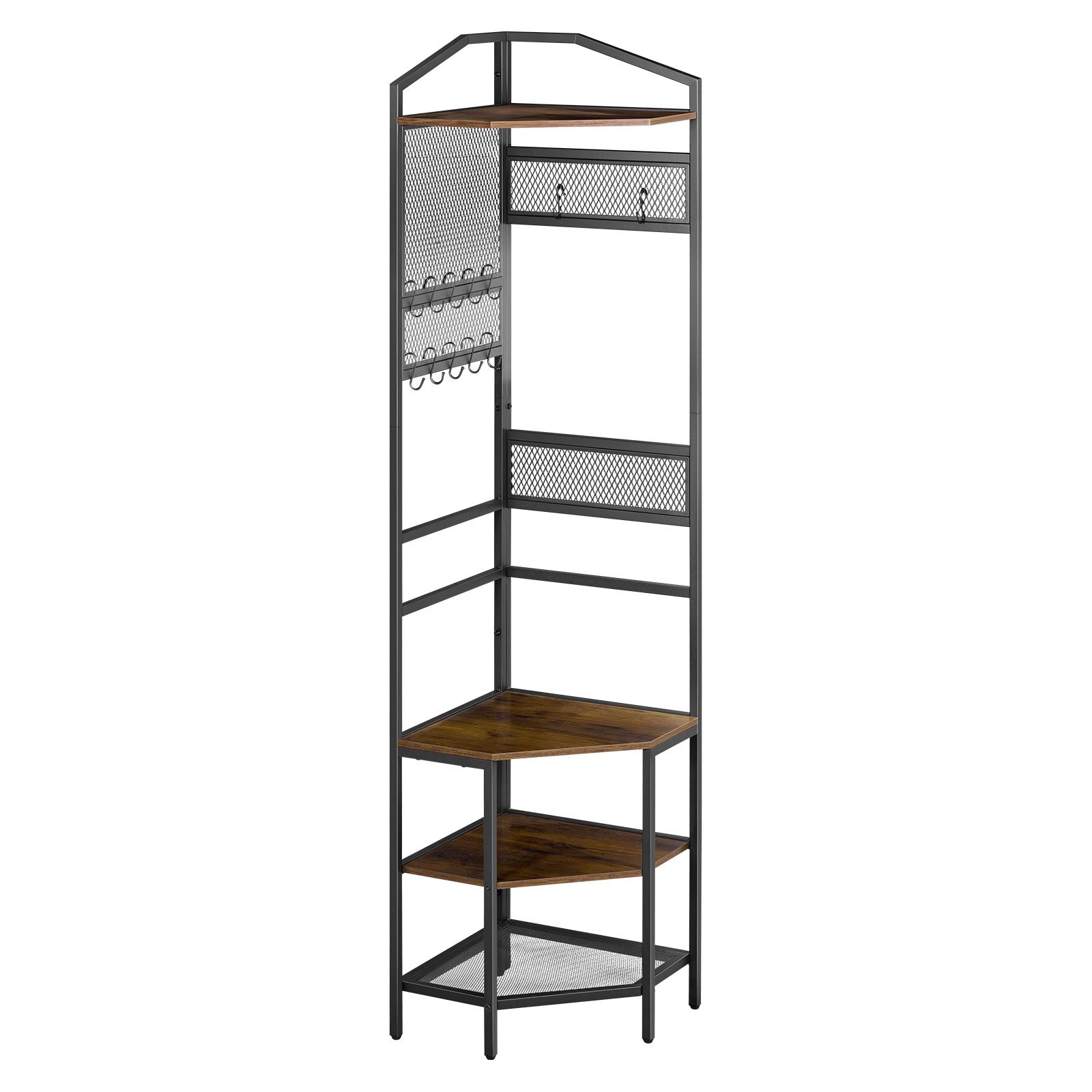 Space-Saving Corner Hall Tree with Hooks and Shoe Storage