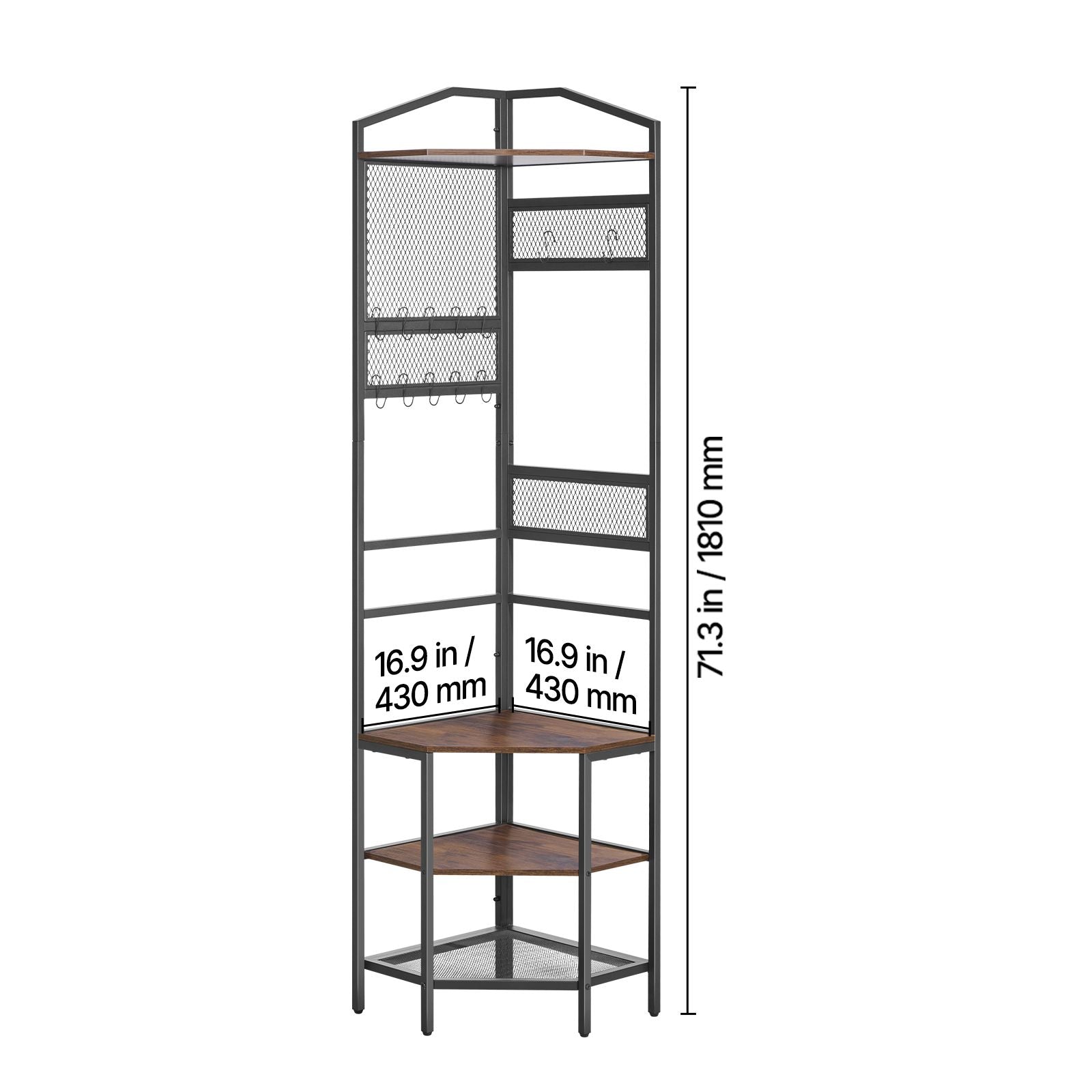 Space-Saving Corner Hall Tree with Hooks and Shoe Storage