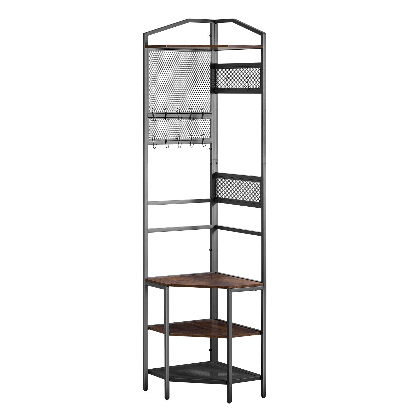 Space-Saving Corner Hall Tree with Hooks and Shoe Storage