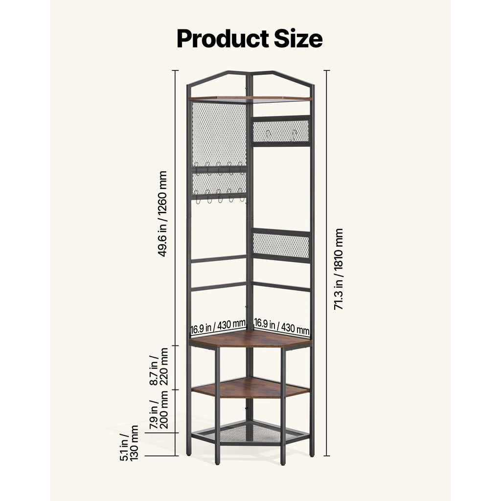 Space-Saving Corner Hall Tree with Hooks and Shoe Storage