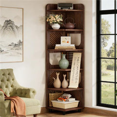 Vintage-Style Corner Bookshelf and Display Rack