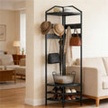 Corner Clothes Hanger with Shoe Cabinet and Storage Shelves