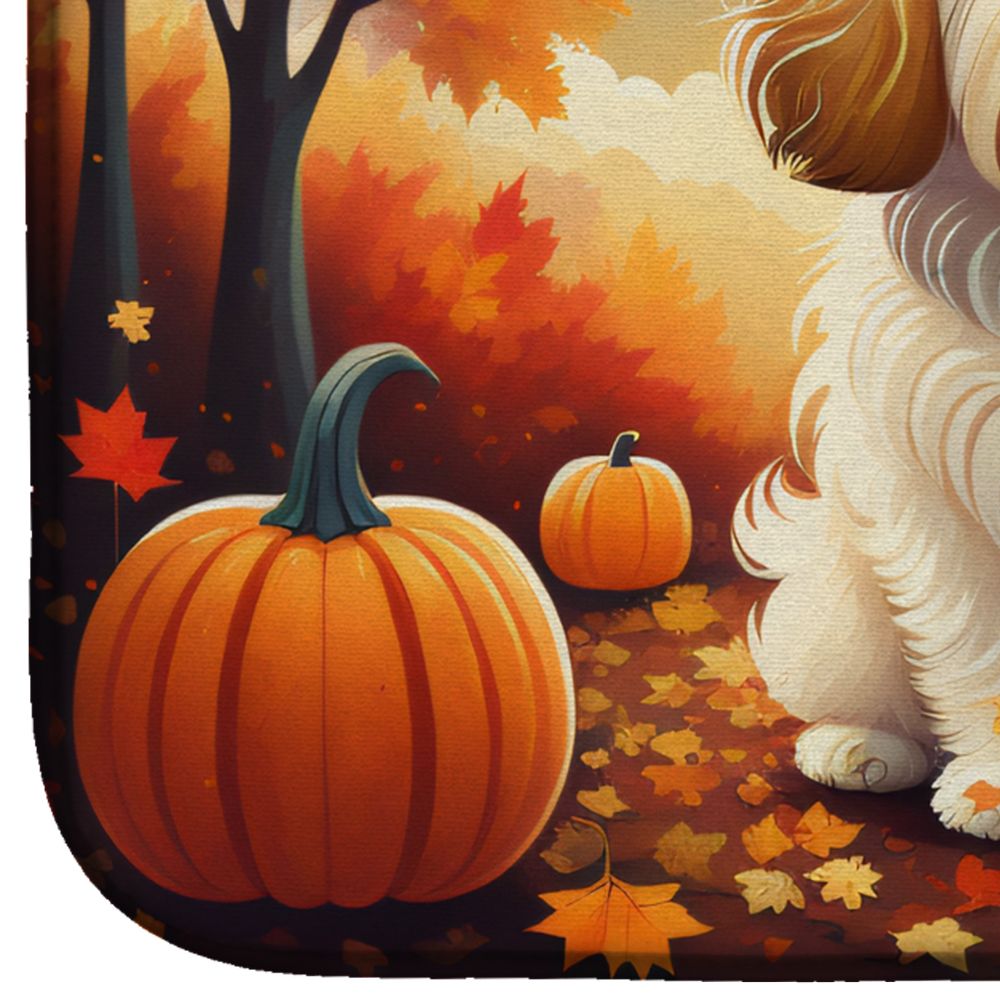 Coton De Tulear Fall Dish Drying Mat – Absorbent & Non-Slip Kitchen Counter Mat