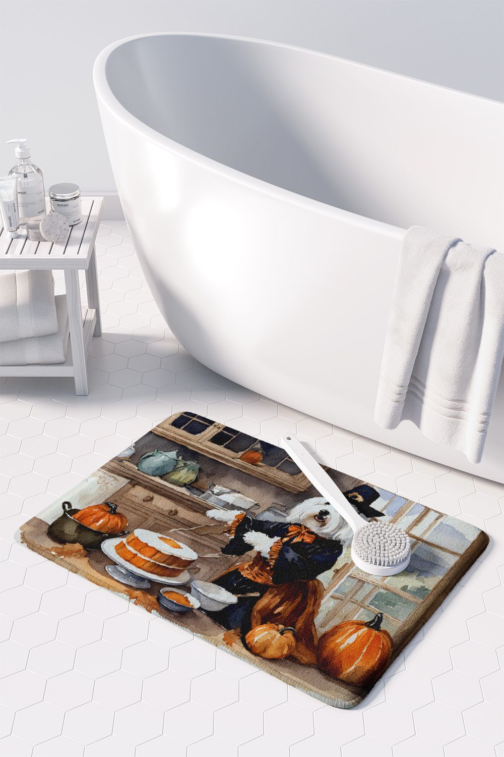 Coton De Tulear Fall Pumpkin Kitchen or Bath Mat