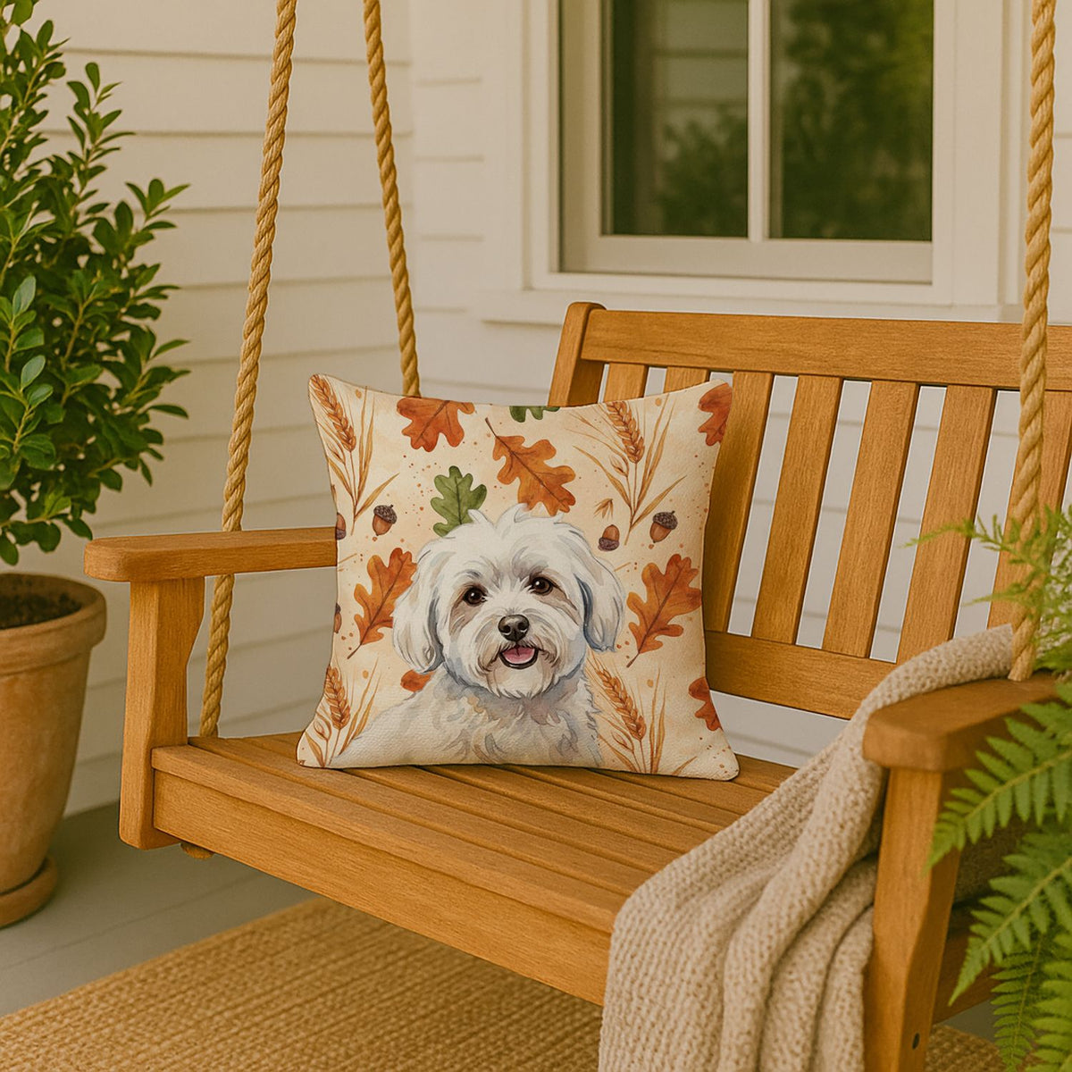 Coton de Tulear Thanksgiving Accent Pillow