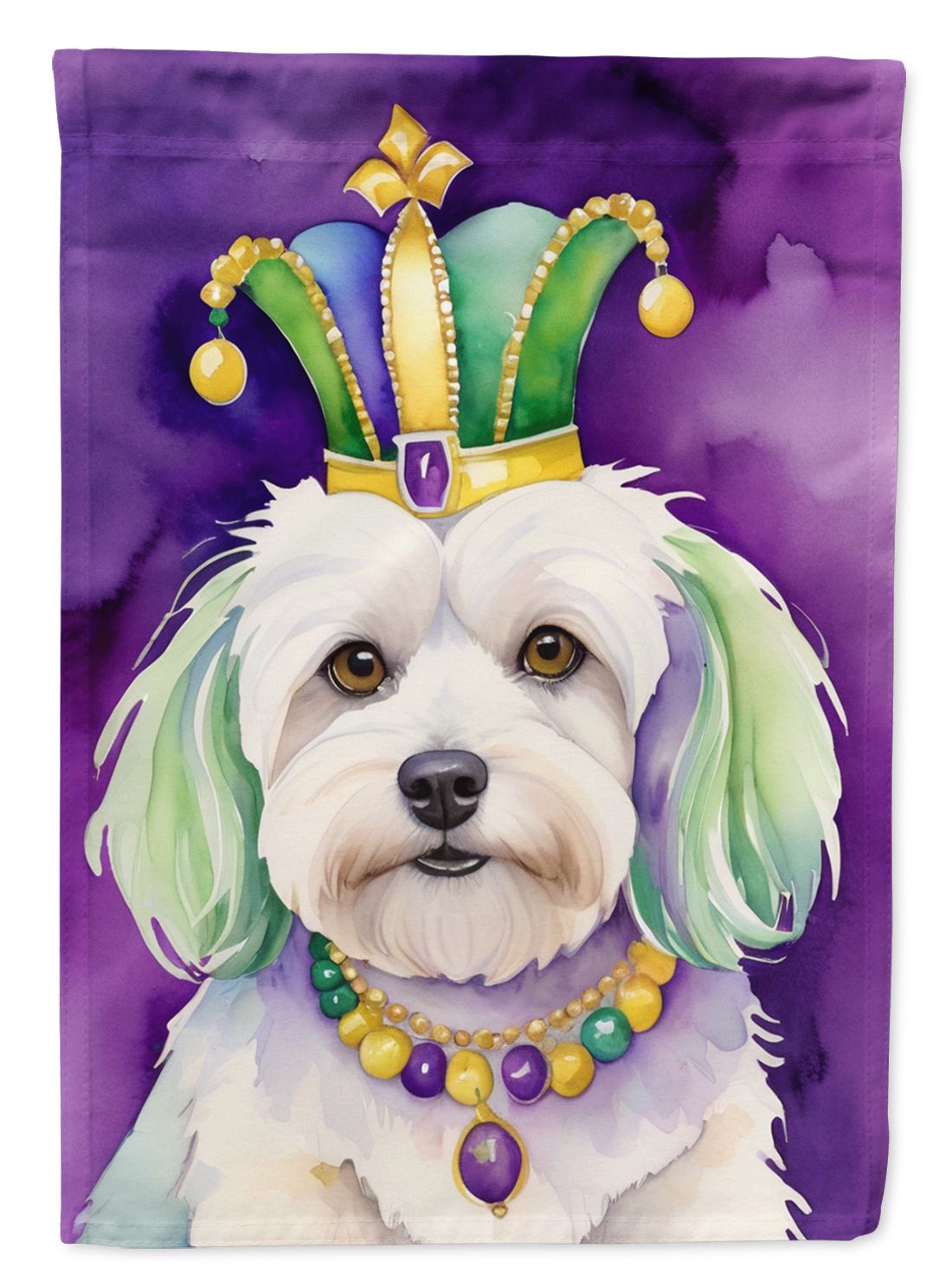 Coton de Tulear King of Mardi Gras House Flag - Double-Sided Outdoor Decor