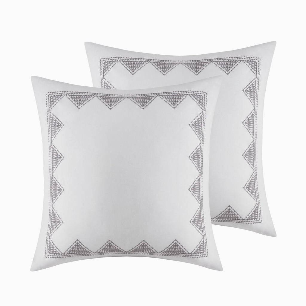 White and Navy Tufted Geometric Comforter Set