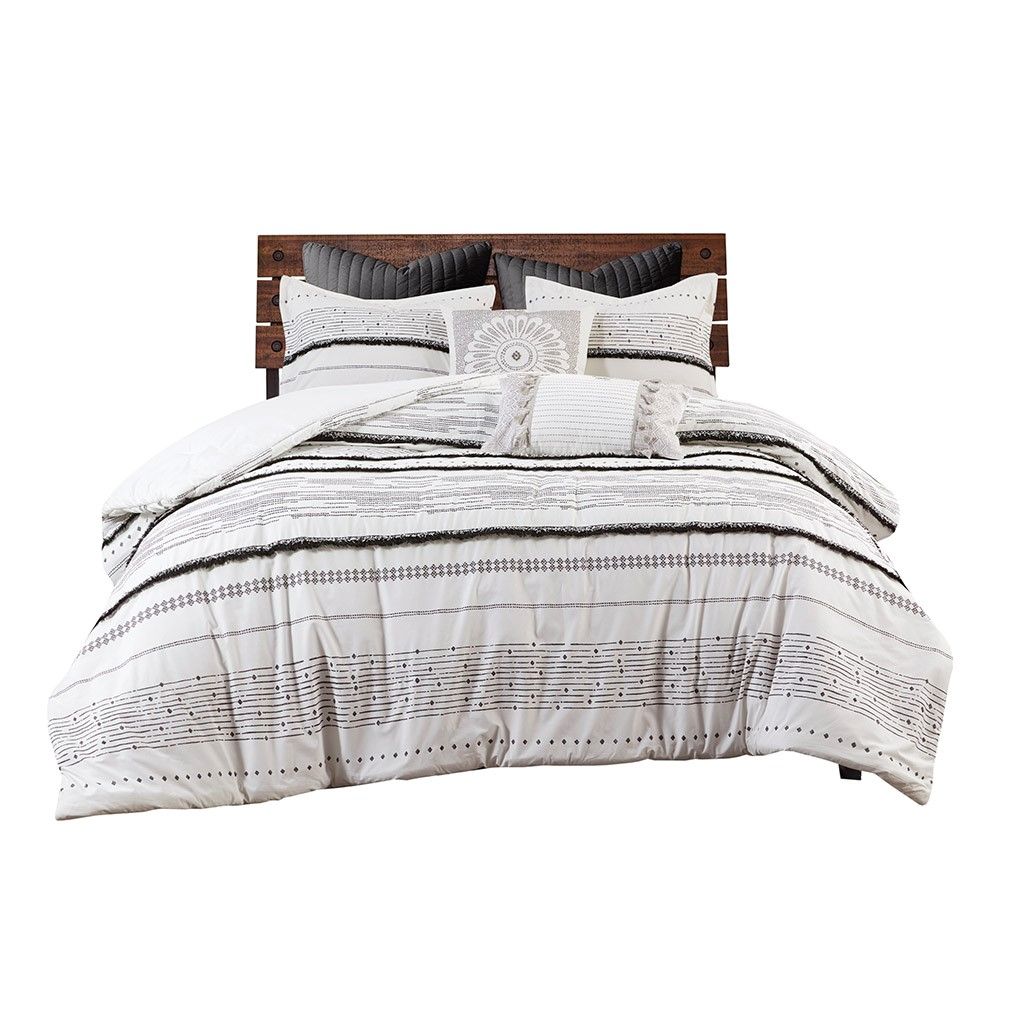 Black and White Boho Tassel Comforter Set