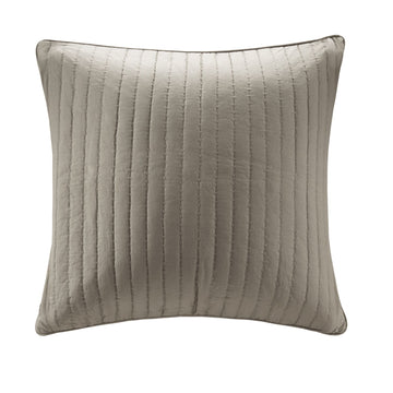 Taupe Quilted Euro Sham with Contrasting Embroidery