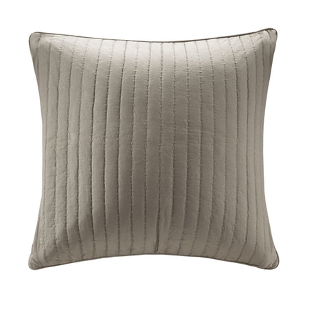 Taupe Quilted Euro Sham with Contrasting Embroidery