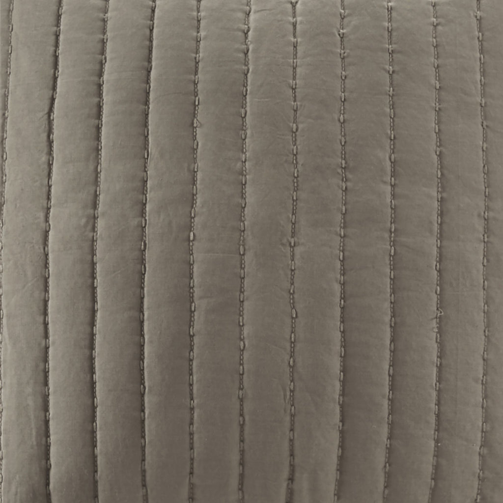 Taupe Quilted Euro Sham with Contrasting Embroidery
