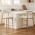Set of 2 Upholstered Counter Height Bar Stools with Metal Legs – Beige