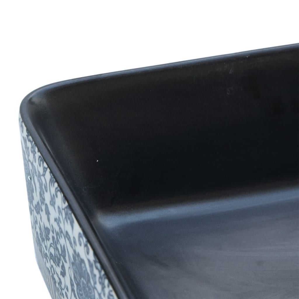 Handmade Black and Blue Patterned Countertop Basin