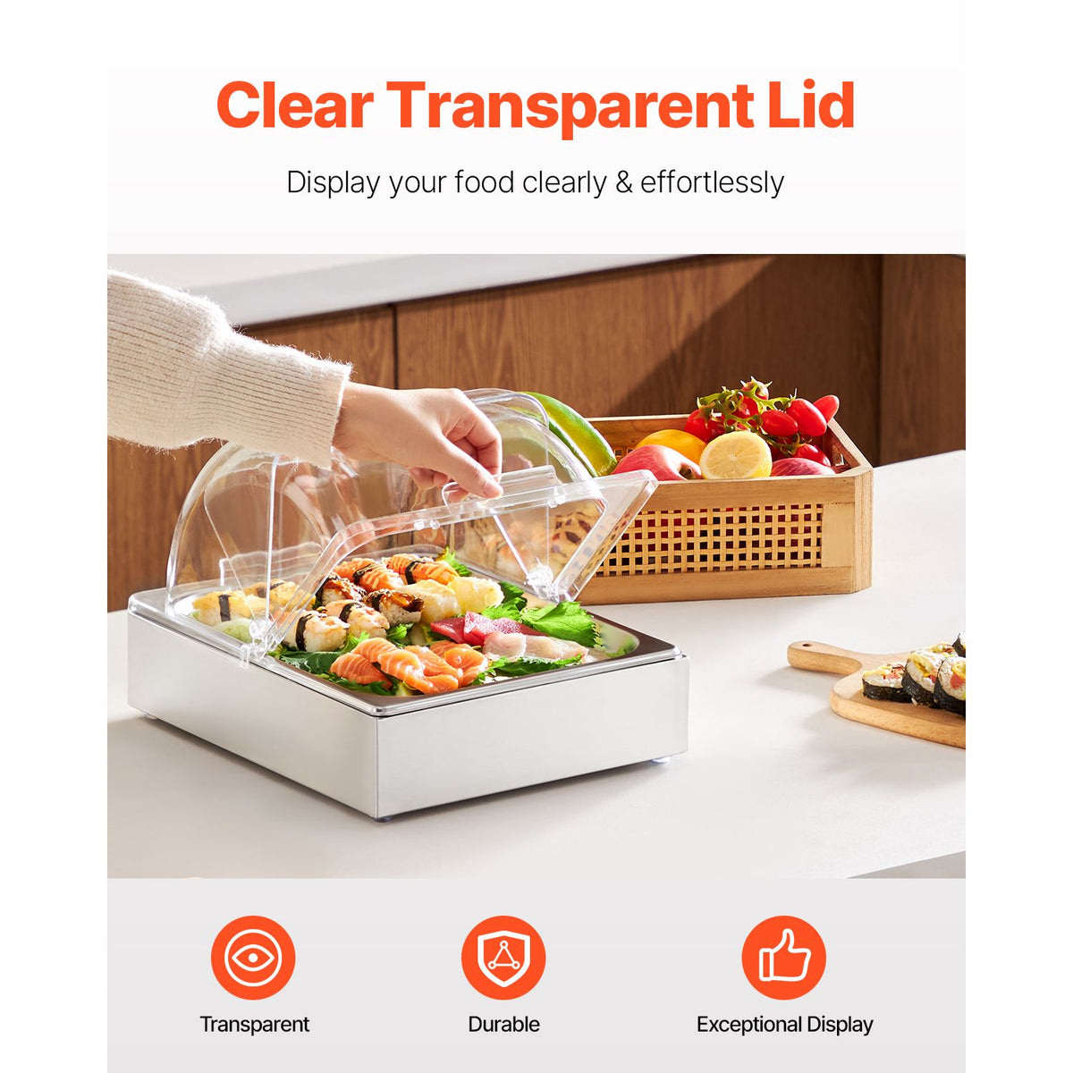 Countertop Food Serving Display with Clear Lid