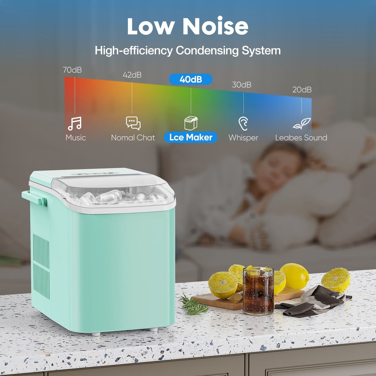 Countertop Ice Maker with Self-Cleaning and Bullet Ice