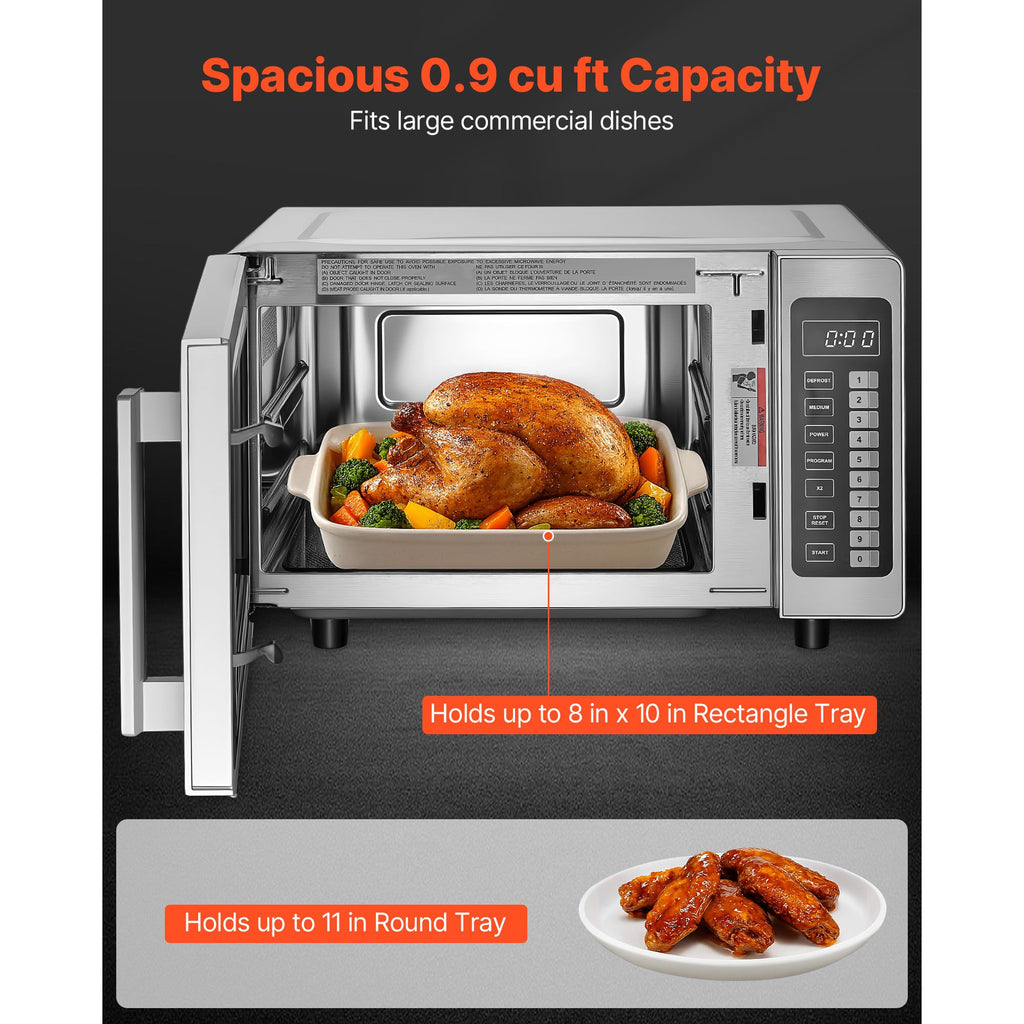 Commercial-Grade Countertop Microwave Oven with 100 Custom Menus and Triple Lock Door