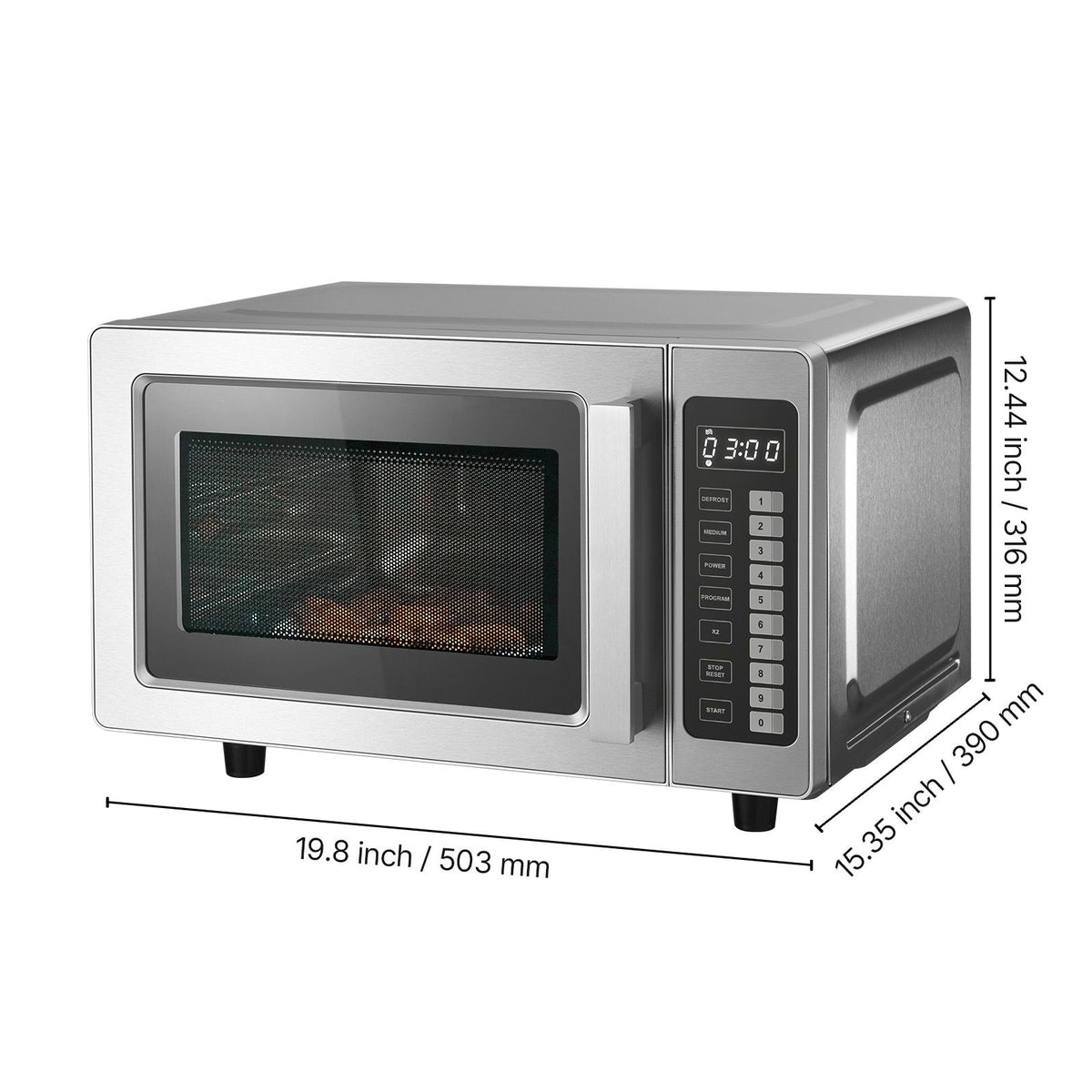 Commercial-Grade Countertop Microwave Oven with 100 Custom Menus and Triple Lock Door