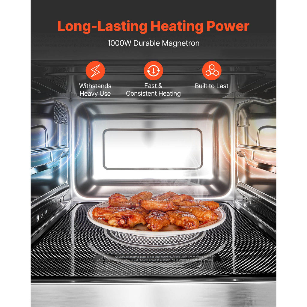 Commercial-Grade Countertop Microwave Oven with 100 Custom Menus and Triple Lock Door