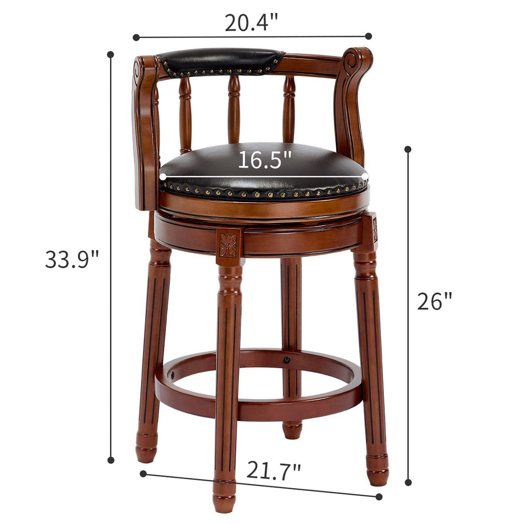360-Degree Swivel Bar Stool with Contoured Back and Sturdy Frame