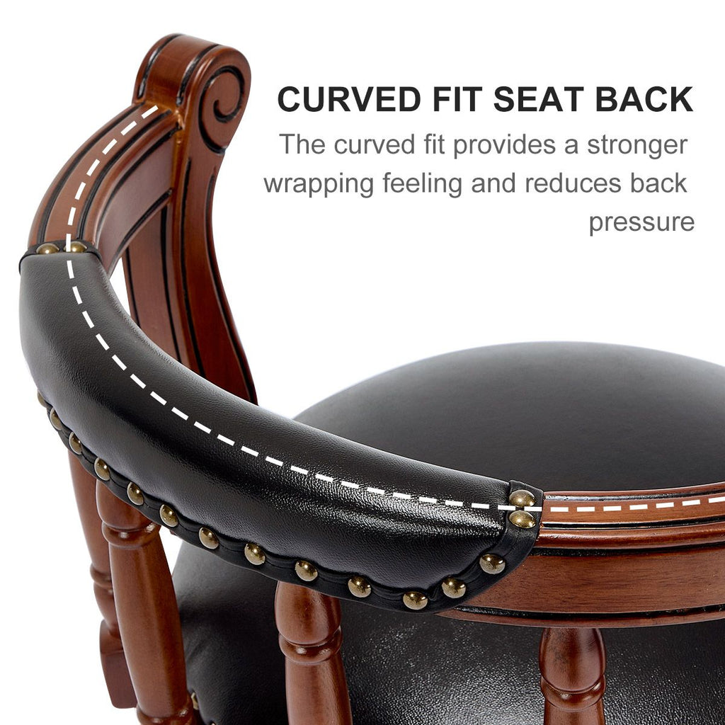 360-Degree Swivel Bar Stool with Contoured Back and Sturdy Frame