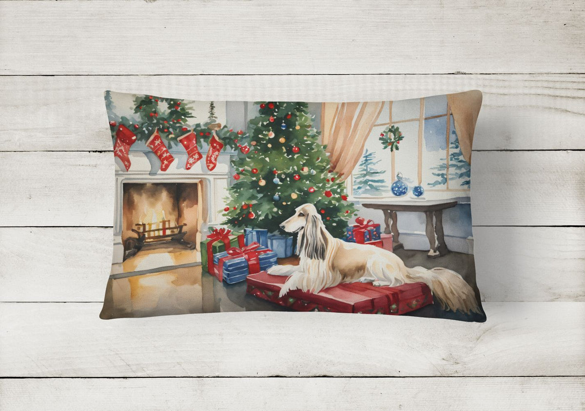 Cozy Christmas Afghan Hound Decorative Throw Pillow