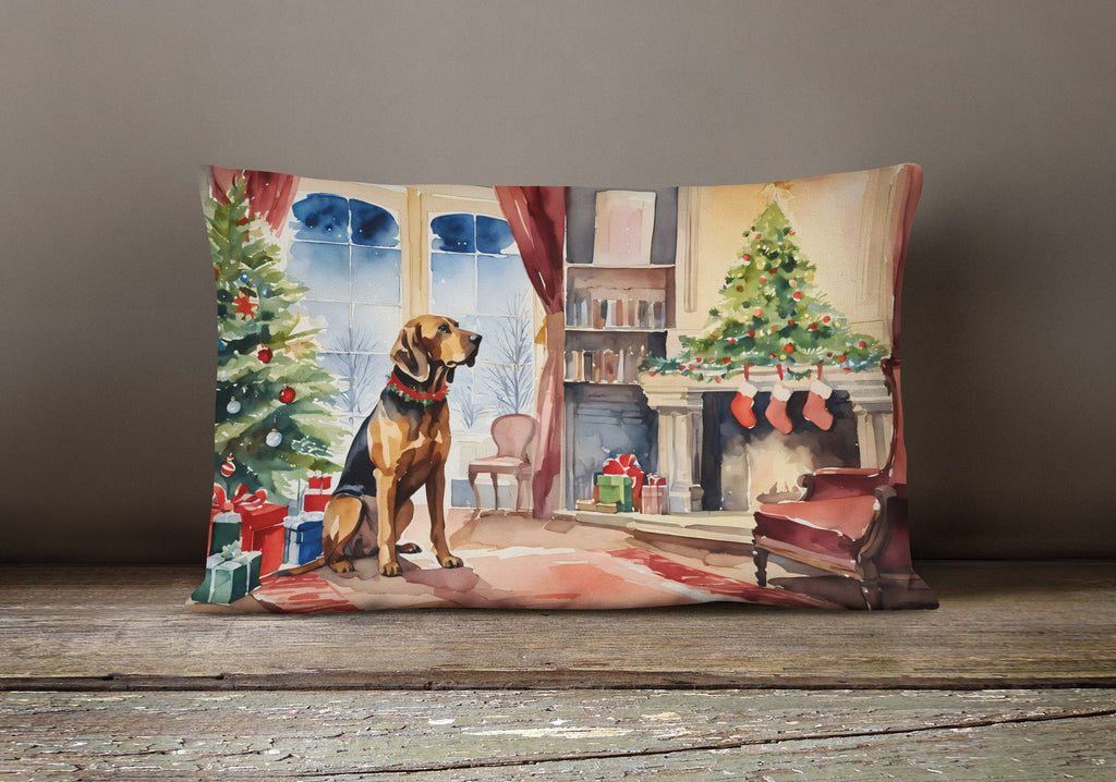 Cozy Christmas Bloodhound Indoor-Outdoor Pillow