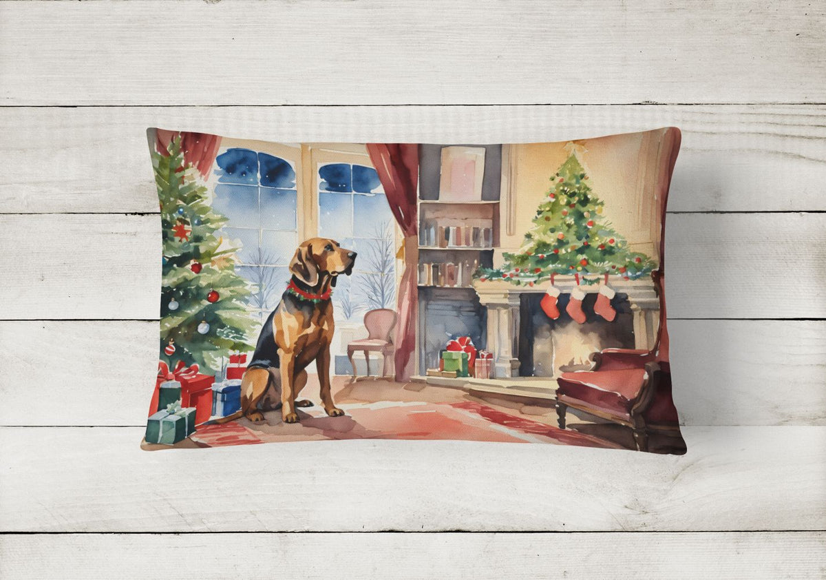 Cozy Christmas Bloodhound Indoor-Outdoor Pillow