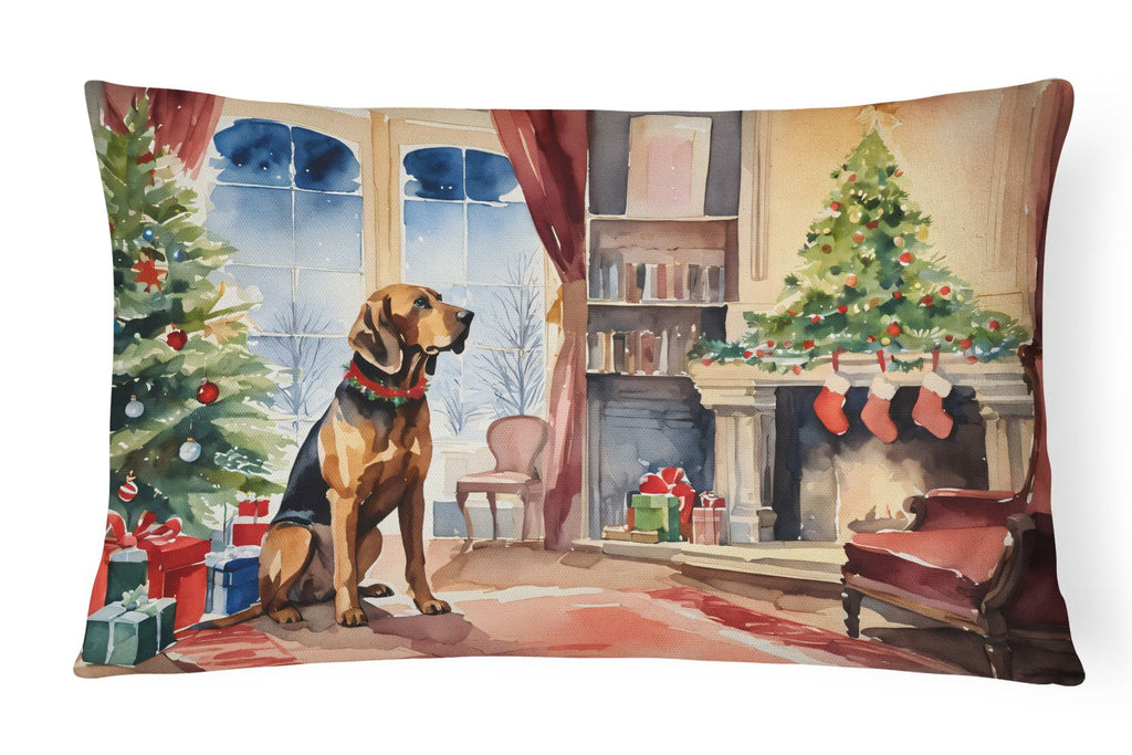 Cozy Christmas Bloodhound Indoor-Outdoor Pillow