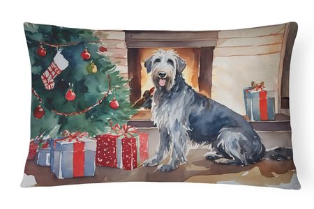 Cozy Irish Wolfhound Christmas Throw Pillow